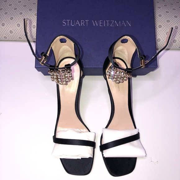 ❌SALE❌ Stuart Weitzman darknavy Nudist Silk Satin Sandals - Picture 6 of 14